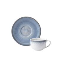 Xicara Café Com Pires 80ml Porcelana Schmidt - Dec. Esfera Azul Celeste 2414 - 