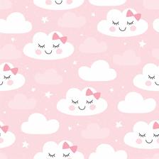 Papel De Parede Adesivo Infantil Nuvens Rosa E Cinza