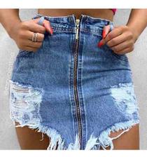 saia jeans curta feminina