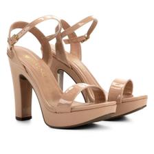 sandália via uno salto grosso meia pata verniz feminina