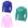 Azul royal, Jade, Rosa claro