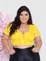 001 - cropped manga soltinha plus size rosa soul