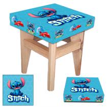 006 banquinho banqueta infantil stitch azul - ATACADAO DA DECORACAO