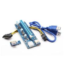 007pci-e1x a 16 cabo de extensão da placa gráfica Fonte de alimentação de 6 pinos Usb3.0