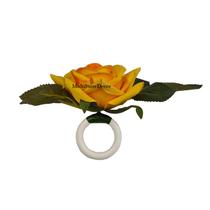 01 Anel Argola Porta Guardanapo Flor Rosa Rosa Forte