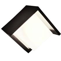 01 Arandela Quadrada Preta Luminária Parede Muro + Lâmpada Led G9 7w Alta Performance