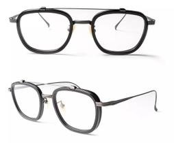 01 Armação Grau Óculos Masculina Receiturário Preta Retro Vintage Redonda geek nerd aviador round moda moderna masculino