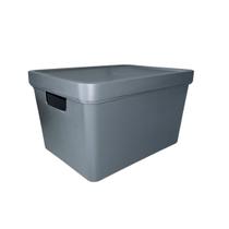 01 Caixa Organizadora Empilhavel com Tampa Cesto Azul Branca Verde 17 Litros Escritorio LISA
