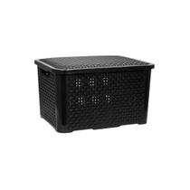 01 Caixa Organizadora Rattan Cesto 14 Litros Empilhavel Com Tampa Colorida Casa Quarto