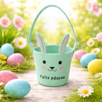 01 Cesta Feliz Pascoa Orelha Coelhinho Orelhas Colorido De Tecido Cestinhas Decorativas Páscoa Lindas