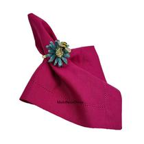 01 Guardanapo de Tecido 40 x 40cm Bege Ponto Ajour - Acabamento Canto Mitrado - Várias Cores e Estampas