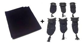 01 Jogo de Redinha Pronta Preta + 1 Corte de tecido Preto sinuca , Bilhar