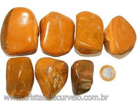 01 kg Massageador de Seixo Jaspe Amarelo - Pedras Naturais para Massagem Quente e Fria