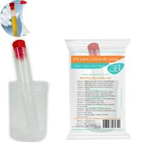 01 Kit Coleta Urina Pote Potinho Tubo Com Tampa Exames Xixi