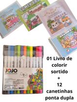01 Livro de Colorir + Canetinhas ponta dupla Bobi guds 50 Folhas Caderno de Desenho Pintura Coloring Book Ursinho Bobi