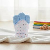 01 Luva Mordedora Para Bebe Coceira Gengiva Dentição Silicone Fácil Limpar Azul Rosa Infantil