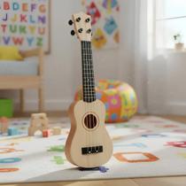 01 Mini Violão De Brinquedo Musical Infantil 4 Cordas Plástico Violãozinho Brinquedo 26cm Instrumentos
