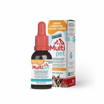 01 Multipet Tratamento contra carrapatos, pulgas e vermes 30ml