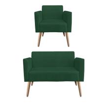 01 Namoradeira E 01 Poltrona Marisa Suede Verde