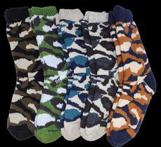 01 Par Meia Térmica Masculina Estampa Militar Peluciada Interna Super Quente Calça 40 a 44