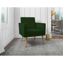 01 Poltrona Decorativa Sala Recepção Larah Suede Verde