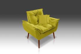 01 Poltrona Opala + 02 Almofadas suede Amarelo - Modena Decor