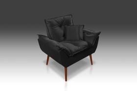 01 Poltrona Opala + 02 Almofadas Suede Preto - Modena - Decor 01 Poltrona Opala + 02 Almofadas Suede Preto - Modena - Decor