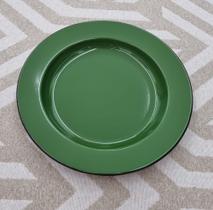01 Prato Esmaltado Ágata Original 26cm cor Verde Metallouça
