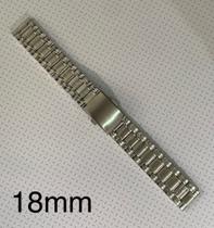 01 Pulseira de Aço Prateada Terminal Reto 18mm 01 Pulseira de Aço Prateada Terminal Reto 18mm