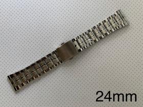 01 Pulseira de Aço Prateada Terminal Reto 24mm