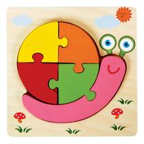01 Quebra Cabeça Madeira Animais e Formas Personagens Brinquedo Infantil Educativo Sensorial Montessori
