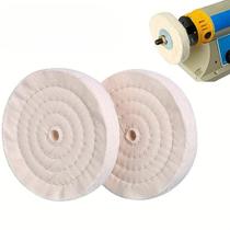 01 Roda Disco 4 OU 6 Pol Escova Polimento Pano Feltro Jeans (Brim) Politriz Esmeril Clemara Kit Rebolo vonder expansiva 200 polidor polir furadeira