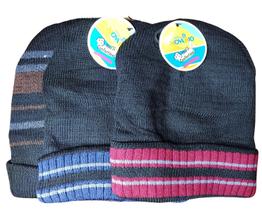 01 Touca Gorro Lã Preta Listrada Adulto Peluciada Interna