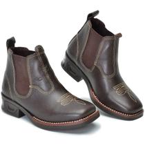 015QLCLA Bota de couro infantil confort cafe com luz no calcanhar