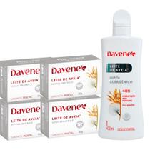 01UN Hidratante + 4un Sabonete Leite De Aveia Hipoalergenico