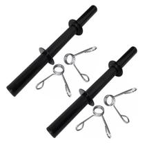 02 barras ocas de 40 cm para anilhas halteres musculação peso exercicio com presilhas par