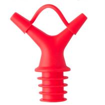 02 Bico Dosador Duplo Em Silicone Para Óleo e Bebidas Vermelho