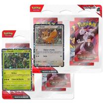 02 Blister Quádruplo Rivais Predestinados Ev10 Pokemon Copag 50 Cartas em Português Eevee Zarude