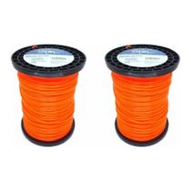 02 Bobina Fio Nylon Roçadeira 3mm Redondo 2kg 248 Mts Spin