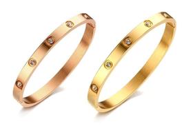02 Braceletes Femininos Rosê Dourado Prateado Com Pedras Aço Inoxidável Folheado/ Não Escurece