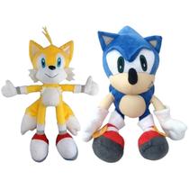 02 Brinquedos Pelucia Sonic e Tails 35cm Antialérgico Bordado