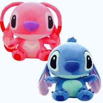 02 Brinquedos Pelucia Stitch Lilo e Angel 30cm Criança Presente Decoração