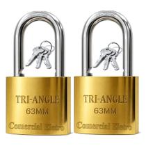 02 Cadeado Grande Triangle 63mm Resistente Robusto Proteção Antifurto