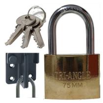 02 Cadeado Grande Triangle 75mm Resistente Robusto Proteção Antifurto