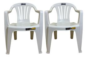 02 Cadeira Poltrona Plástico Mor Resistente Braço Bela Vista