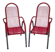 02 cadeiras de area de varanda fio, cor vermelha