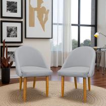 02 Cadeiras Decorativa Estofada Para Sala Recepção Cozinha Lua Star Veludo Cinza Claro Eli Móveis e Decoração