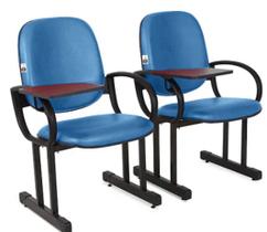 02 Cadeiras para Auditório com Prancheta Linha Dallas Auditório Azul