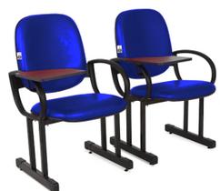 02 Cadeiras para Auditório com Prancheta Linha Dallas Auditório Azul