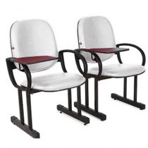 02 Cadeiras Para Auditório Com Prancheta Linha Dallas Auditório Branco